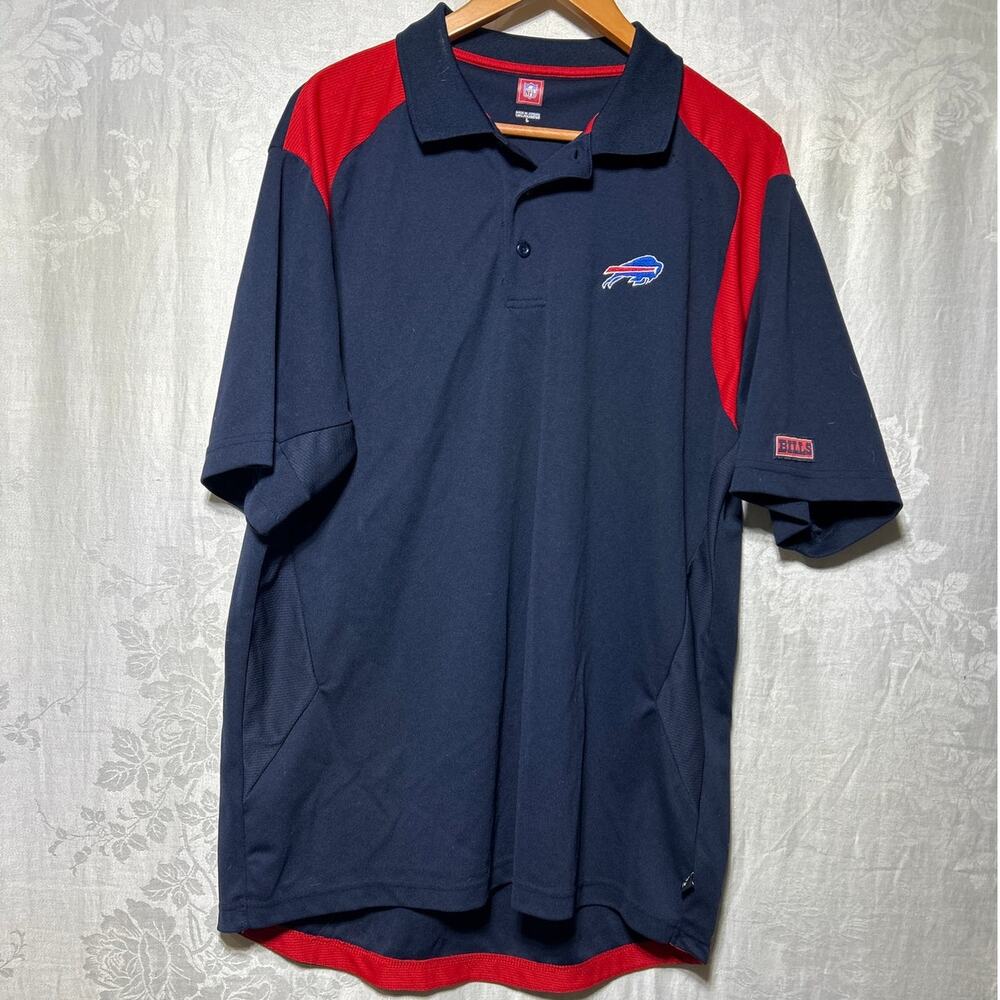 Buffalo Bills Polo Shirt Large Navy Blue Red Embroidered Logo Mafia NFL Football